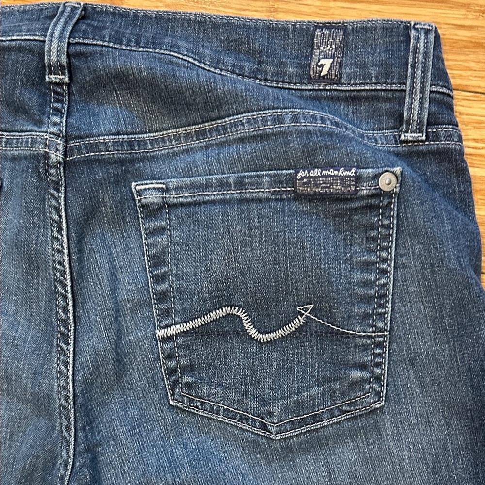 7 For All Mankind Women’s Strait Leg Dark Blue Denim 30